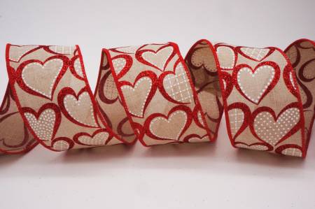 Glitter Red Hearts Ribbon - Glitter Red Hearts Ribbon